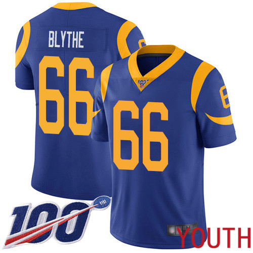 Los Angeles Rams Limited Royal Blue Youth Austin Blythe Alternate Jersey NFL Football #66 100th Season Vapor Untouchable->youth nfl jersey->Youth Jersey